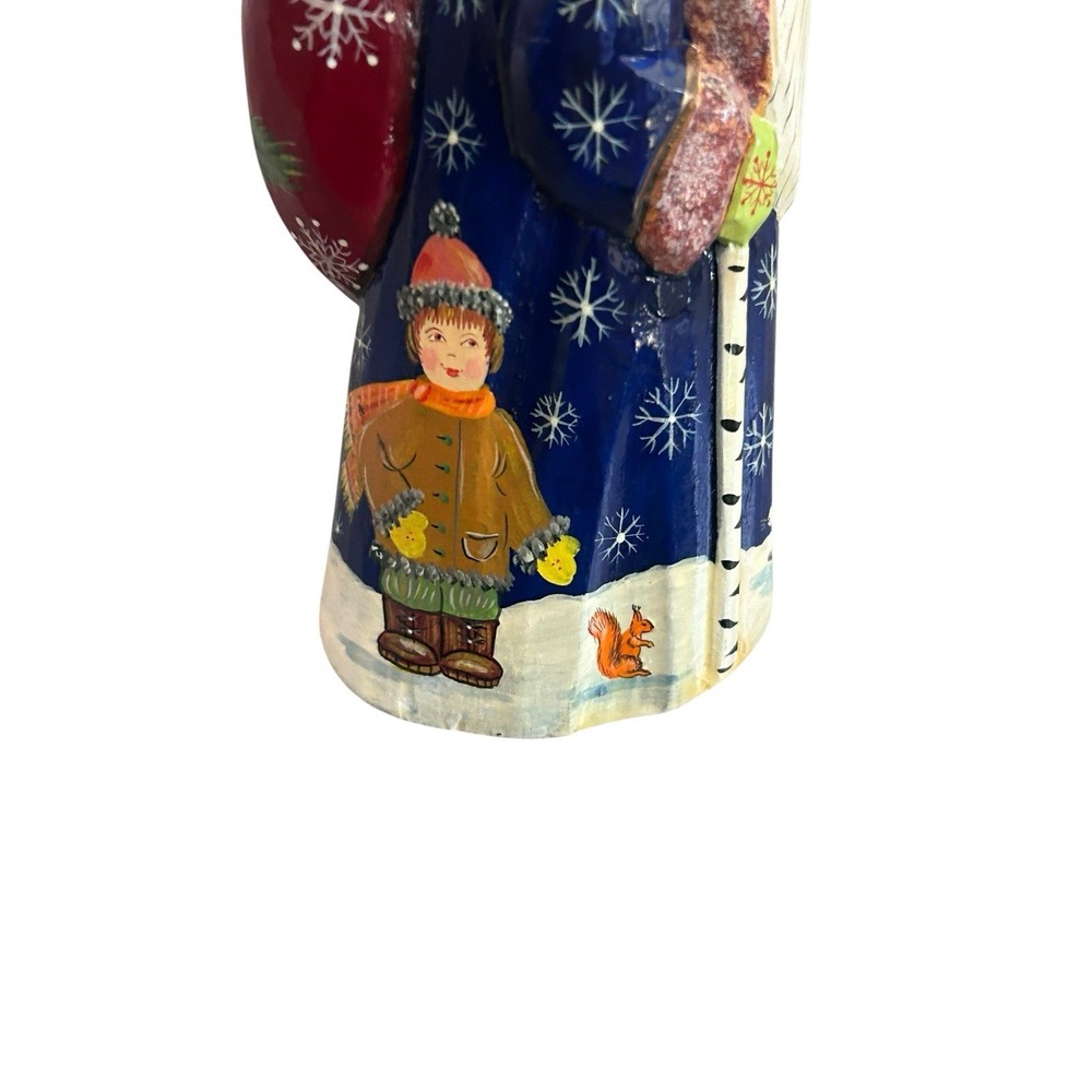 Vintage Russian Hand Carved Painted Santa Ded Moroz Christmas Ornament 5" Figure - Picture 6 of 11